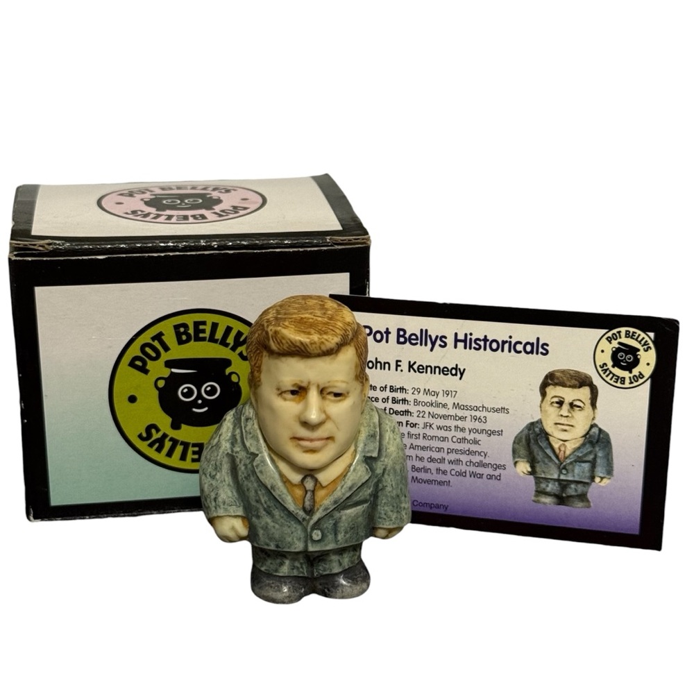 John F Kennedy Harmony Ball Pot Bellys Historical Figure With Box & Card JFK